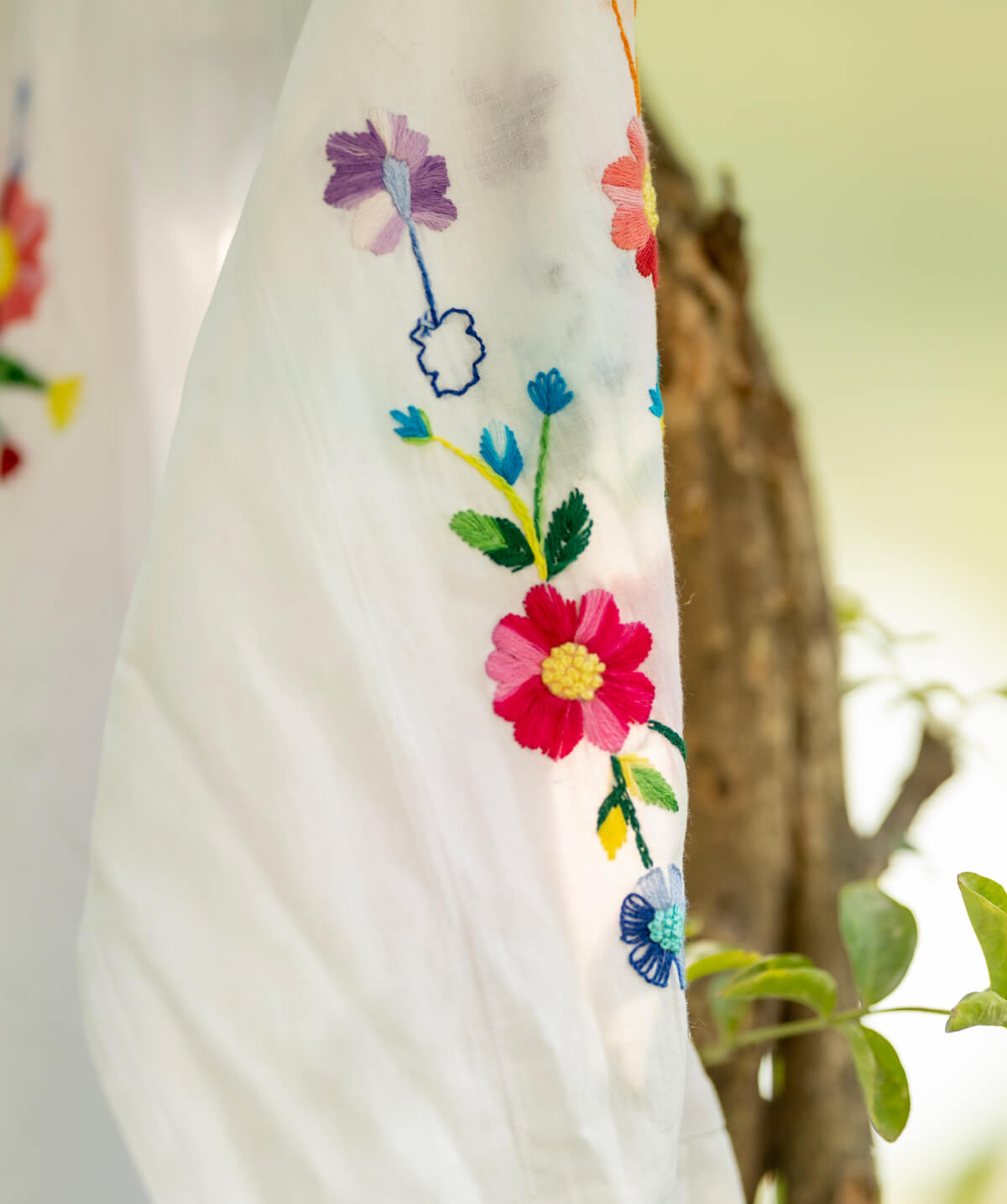 Handmade Floral Embroidered Cotton Dress - Image 3