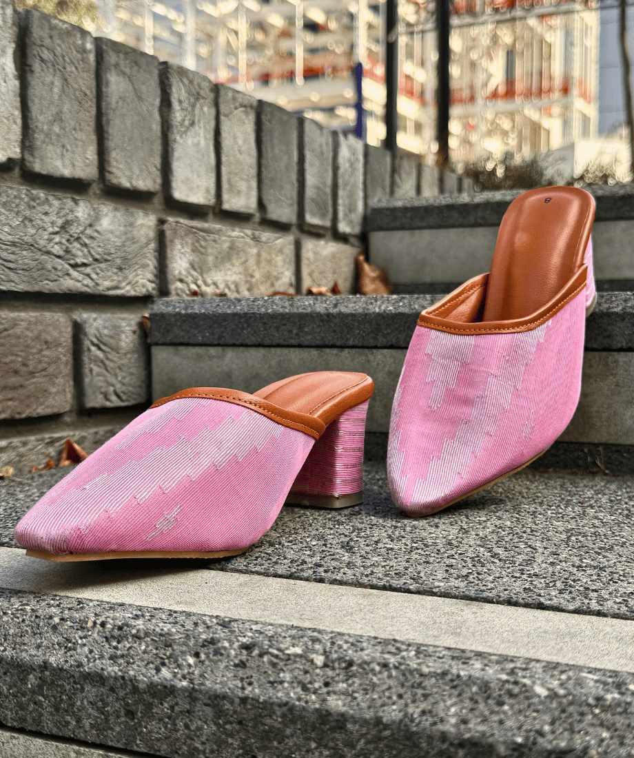 Handcrafted Jamdani Shoes - Pink - Image 2